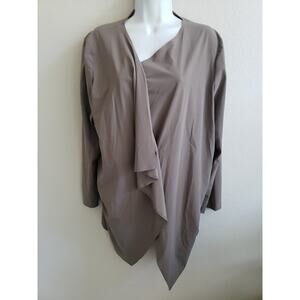 OSKA Jacket Asymmetric Grey Lt Weight Draped Sz 4 Stretchy 1 Button Germany EUC